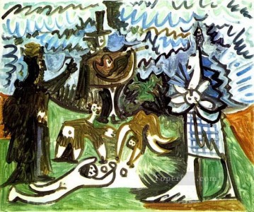 Guitarrista y personajes en un paisaje III 1960 cubismo Pablo Picasso Pinturas al óleo